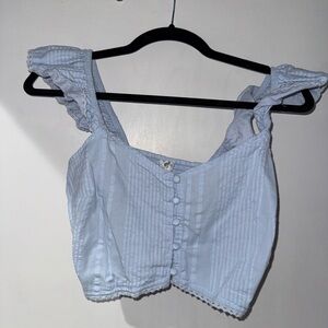 aerie Light Blue Ruffle Strap Crop Camisole